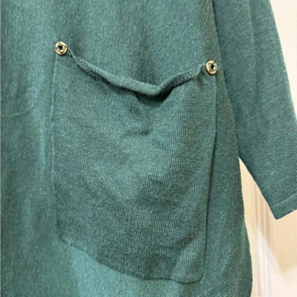 Teal Green V-Neck Lagenlook Slouchy Lightweight Sweater M/L - Picture 4 of 5